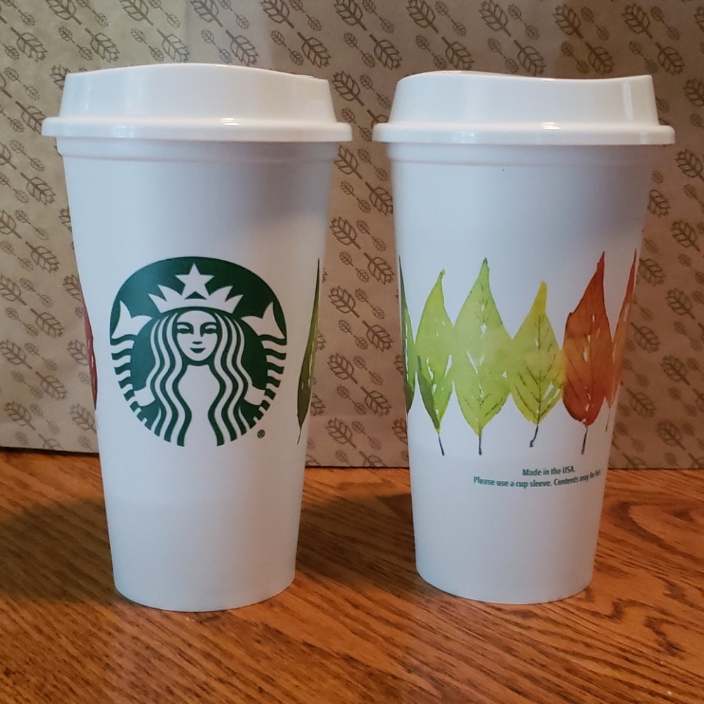 Starbucks, Fall Leaves Reusable Cups, 2pk